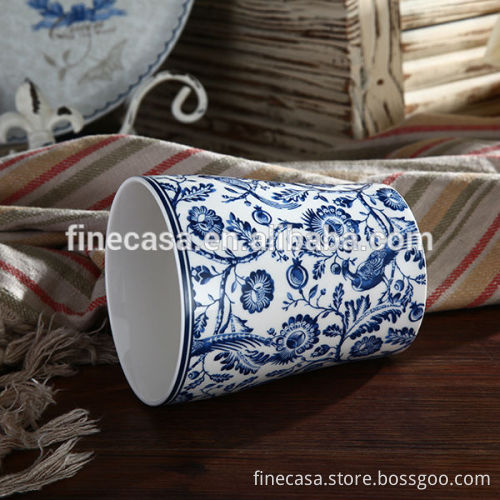 Elegant Fine New Bone China Blue Ceramic Pen Holder of Blue Dream Made in China